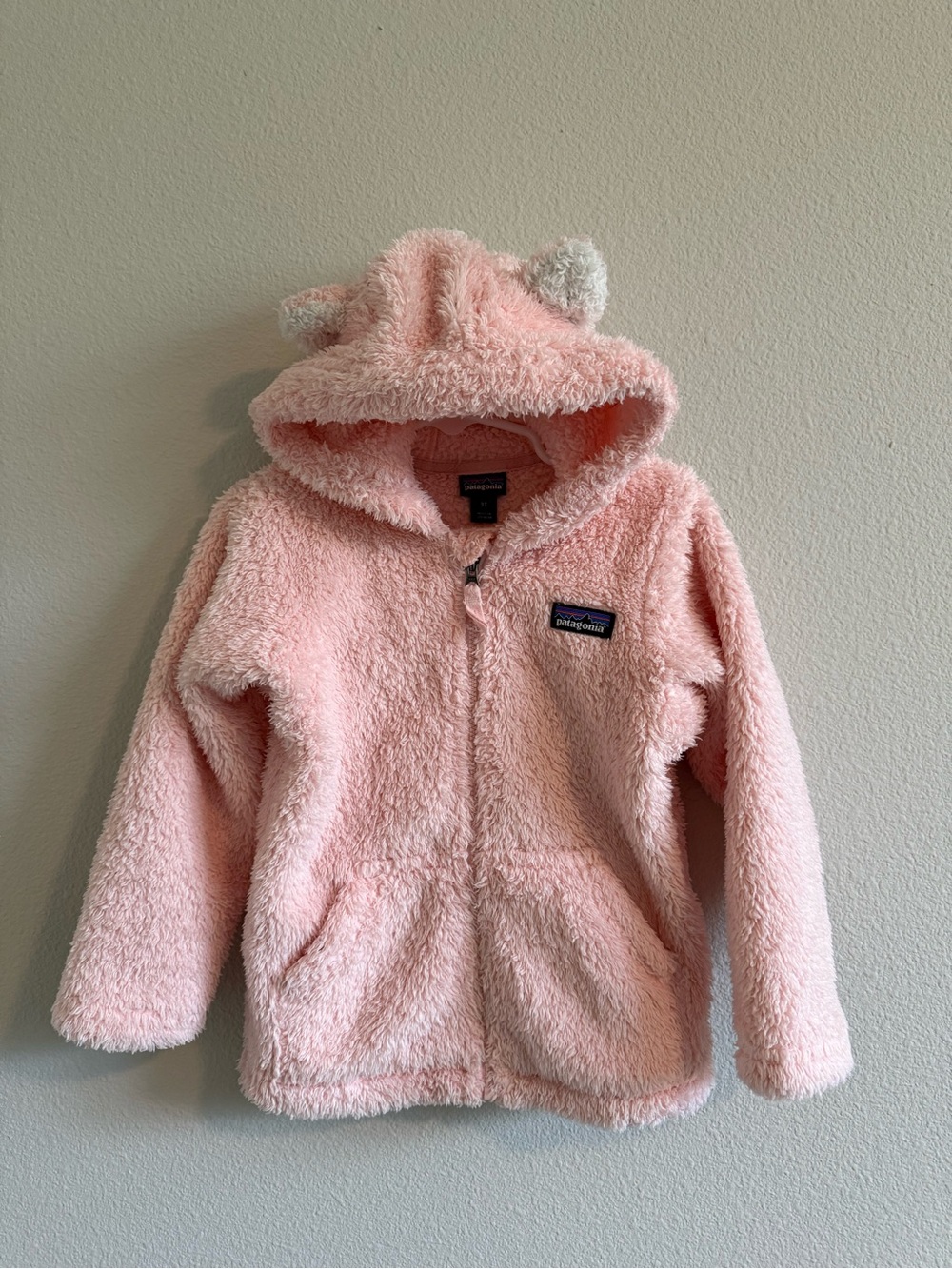 Patagonia Baby Furry Friends Hoody Pink Fleece Hooded Jacket - 3T